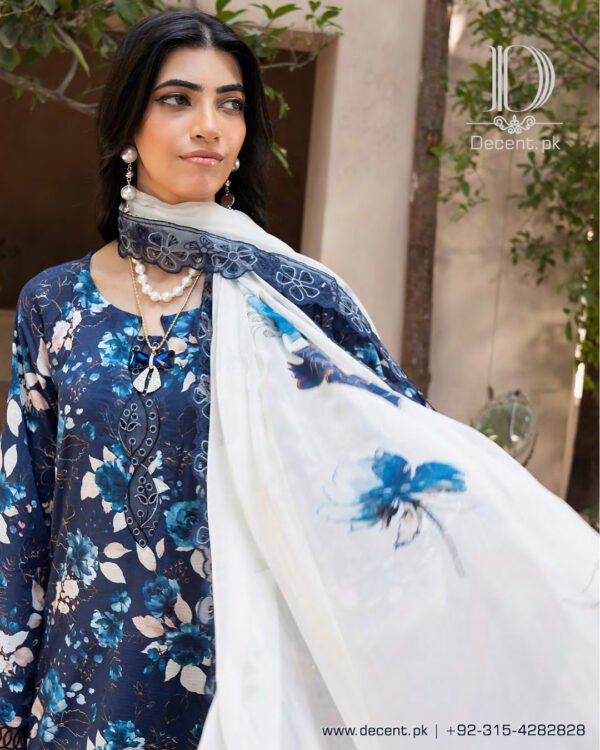Digital Printed Lawn with Embroidery