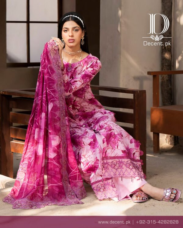 Digital Printed Lawn with Embroiderey - Image 4