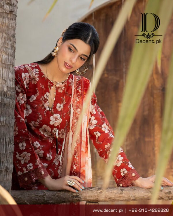 Digital Printed Lawn with Embroidery