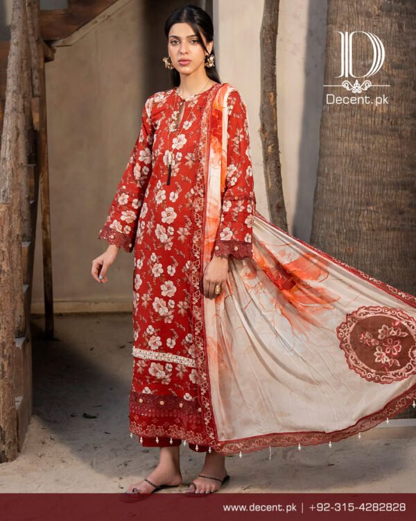 Digital Printed Lawn with Embroidery - Image 5