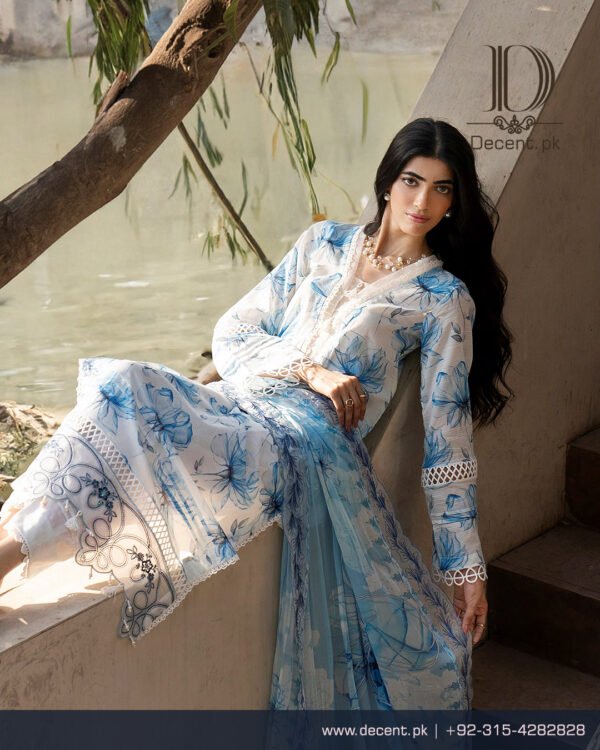 Digital Printed Lawn with Embroidery