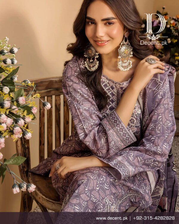 3PC Digital Printed And Embroidered Unstitched - Image 8