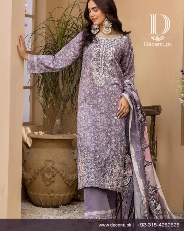 3PC Digital Printed And Embroidered Unstitched - Image 7