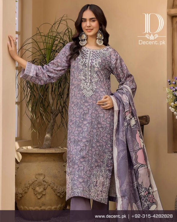 3PC Digital Printed And Embroidered Unstitched - Image 6