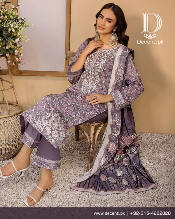 3PC Digital Printed And Embroidered Unstitched - Image 5