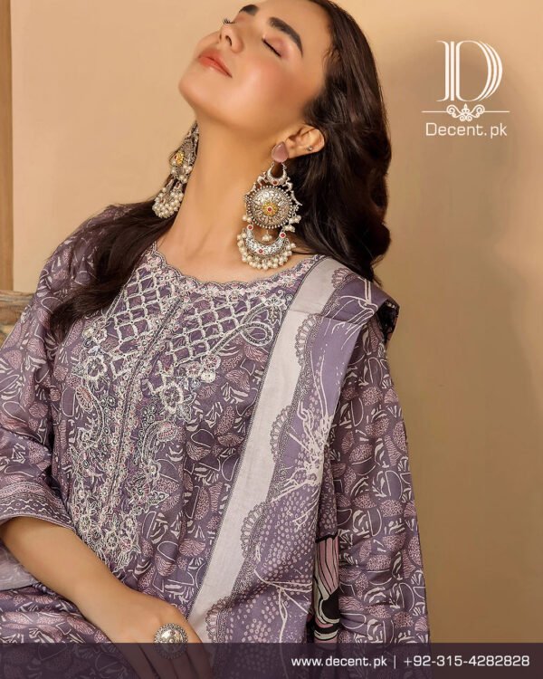 3PC Digital Printed And Embroidered Unstitched - Image 4